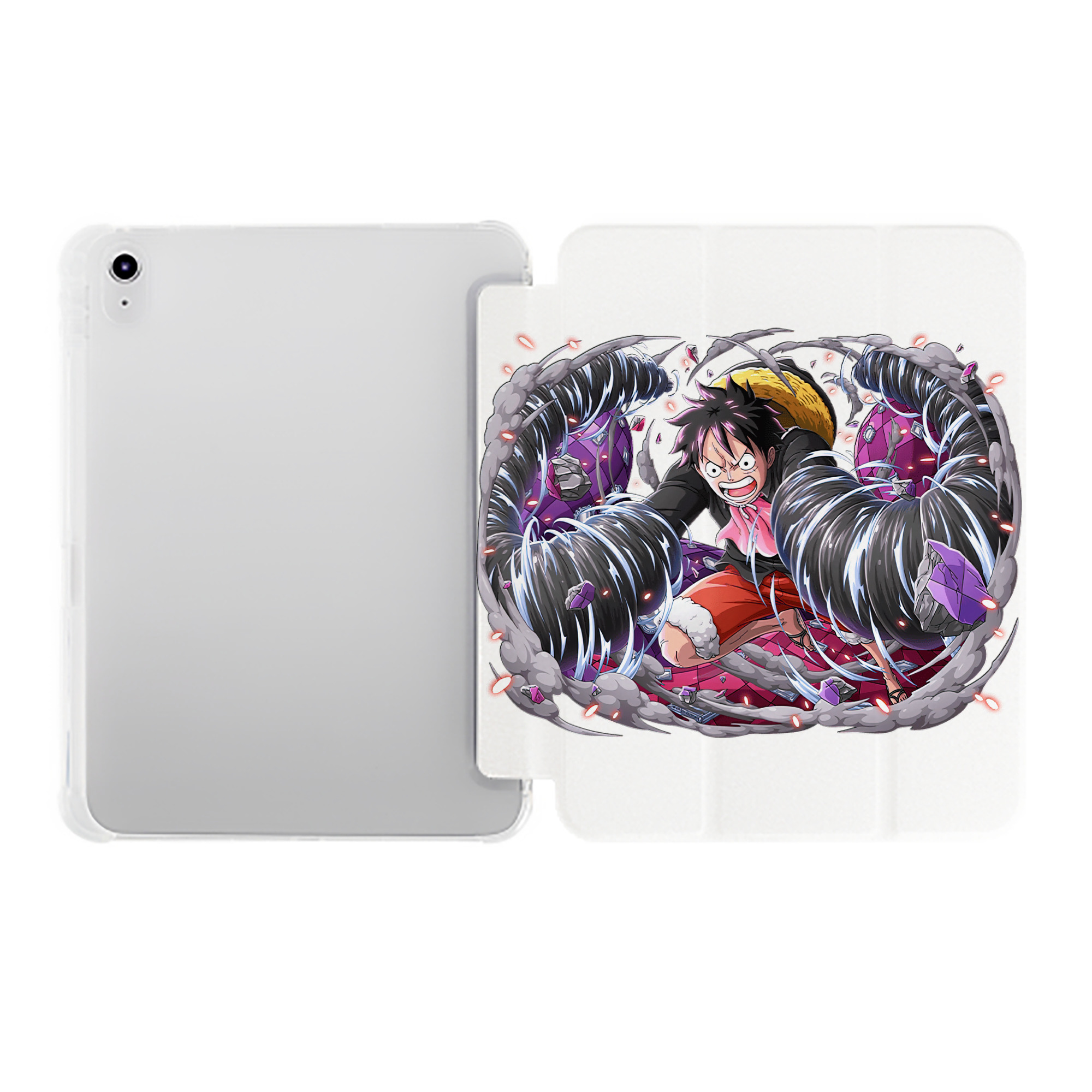 （画像用） ワンピース モンキー・D・ルフィ ONE PIECE Monkey D. Luffy IPad ケース ペン収納付き 三つ折りスタンド PUレザー×シリコン 対応機種9.5/10.5/10.9インチ